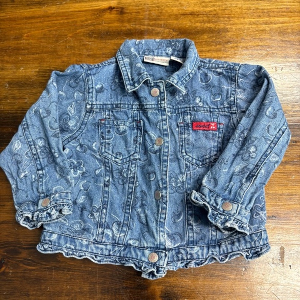 Faded Glory Cherry/Floral Denim Jacket Size 18 Months